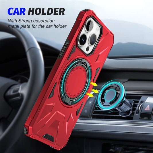 For iPhone 15 Plus MagSafe Magnetic Shockproof Phone Case with Ring Holder(Red) by buy2fix