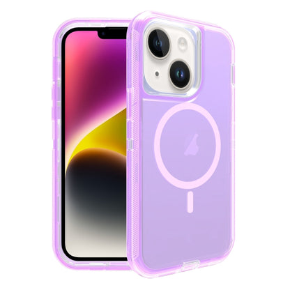 For iPhone 14 Plus Shockproof MagSafe Magnetic Phone Case(Transparent Purple) - iPhone 14 Plus Cases by buy2fix | Online Shopping UK | buy2fix