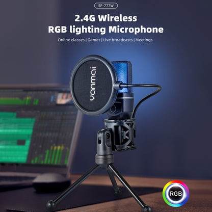 Yanmai SF-777W 2.4G Wireless Gaming Desktop Microphone with RGB Light & Blowout Net - Microphone by Yanmai | Online Shopping UK | buy2fix