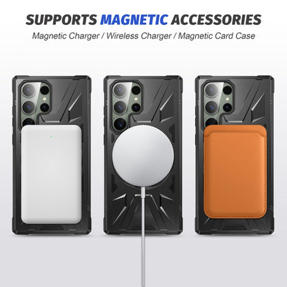 For Samsung Galaxy S23 Ultra 5G MagSafe Magnetic Shockproof Phone Case with Ring Holder(Black) - Galaxy S23 Ultra 5G Cases by buy2fix | Online Shopping UK | buy2fix