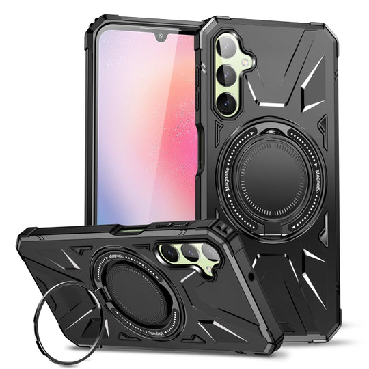 For Samsung Galaxy A14 4G/5G MagSafe Magnetic Shockproof Phone Case with Ring Holder(Black)