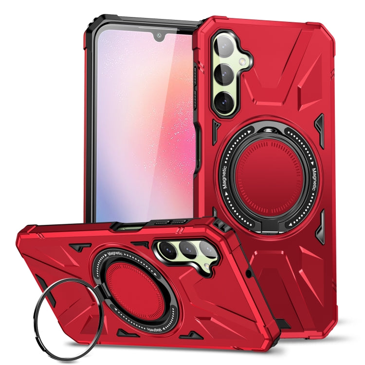 For Samsung Galaxy A14 4G/5G MagSafe Magnetic Shockproof Phone Case with Ring Holder(Red) by buy2fix