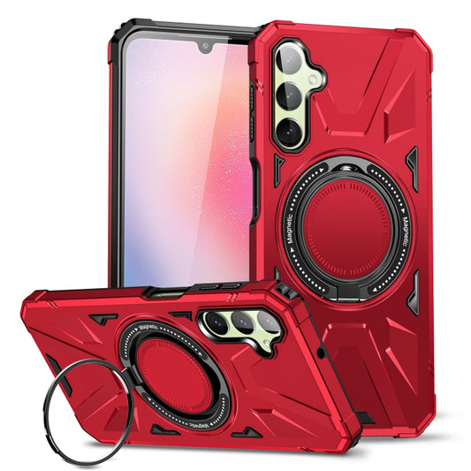 For Samsung Galaxy A14 4G/5G MagSafe Magnetic Shockproof Phone Case with Ring Holder(Red) by buy2fix