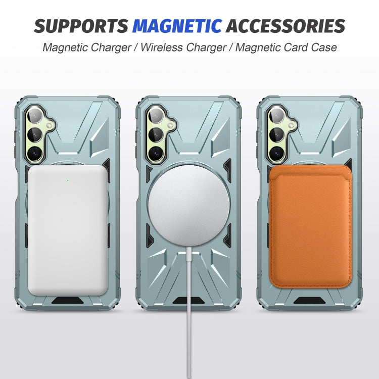 For Samsung Galaxy A14 4G/5G MagSafe Magnetic Shockproof Phone Case with Ring Holder(Green) by buy2fix