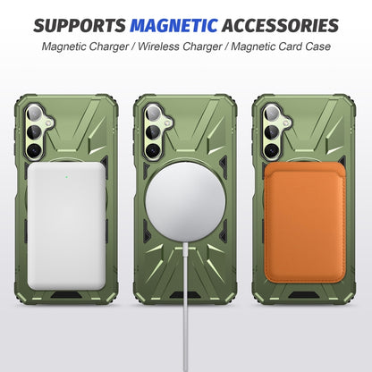 For Samsung Galaxy A14 4G/5G MagSafe Magnetic Shockproof Phone Case with Ring Holder(Dark Green) by buy2fix