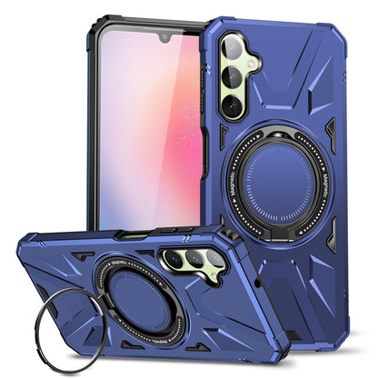 For Samsung Galaxy A24 5G MagSafe Magnetic Shockproof Phone Case with Ring Holder(Navy Blue) by buy2fix