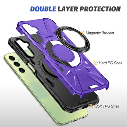 For Samsung Galaxy A24 5G MagSafe Magnetic Shockproof Phone Case with Ring Holder(Purple) by buy2fix