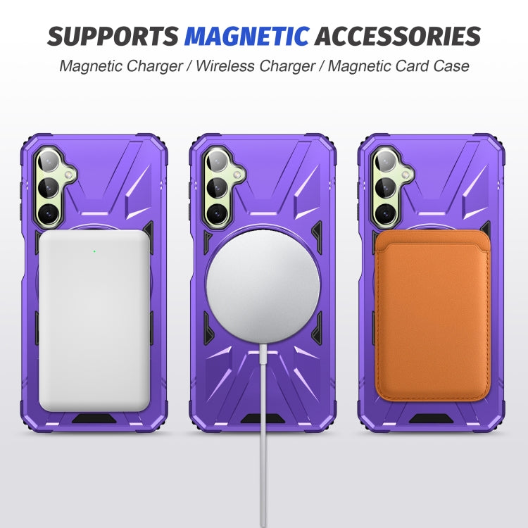 For Samsung Galaxy A24 5G MagSafe Magnetic Shockproof Phone Case with Ring Holder(Purple) by buy2fix