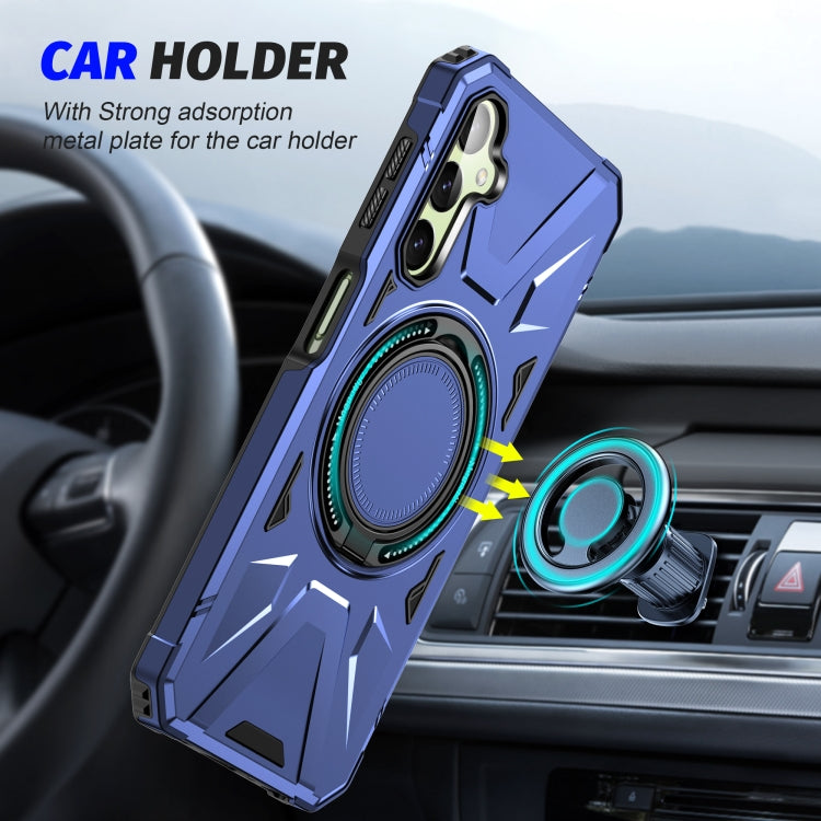 For Samsung Galaxy A24 4G/A25 5G MagSafe Magnetic Shockproof Phone Case with Ring Holder(Navy Blue) by buy2fix