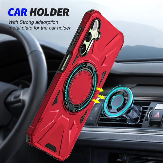 For Samsung Galaxy A24 4G/A25 5G MagSafe Magnetic Shockproof Phone Case with Ring Holder(Red) by buy2fix