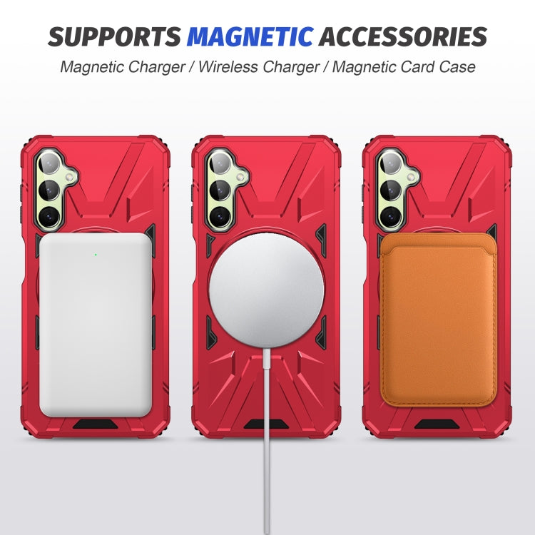 For Samsung Galaxy A24 4G/A25 5G MagSafe Magnetic Shockproof Phone Case with Ring Holder(Red) by buy2fix