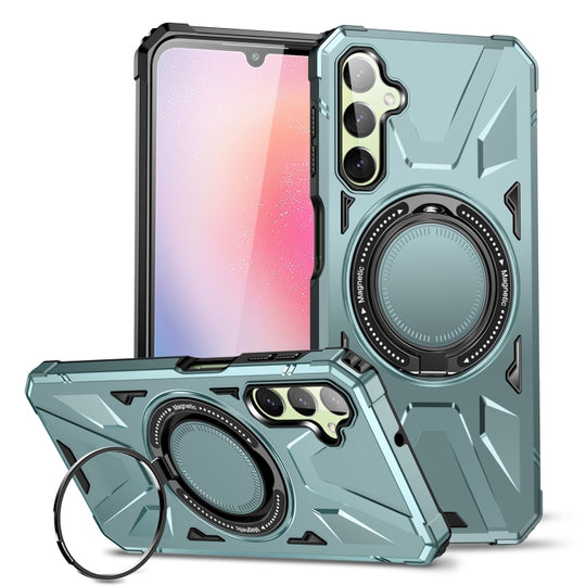 For Samsung Galaxy A24 4G/A25 5G MagSafe Magnetic Shockproof Phone Case with Ring Holder(Green)