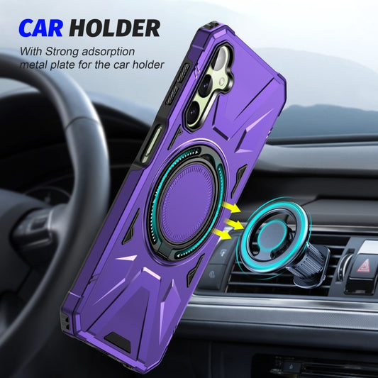 For Samsung Galaxy A24 4G/A25 5G MagSafe Magnetic Shockproof Phone Case with Ring Holder(Purple) by buy2fix