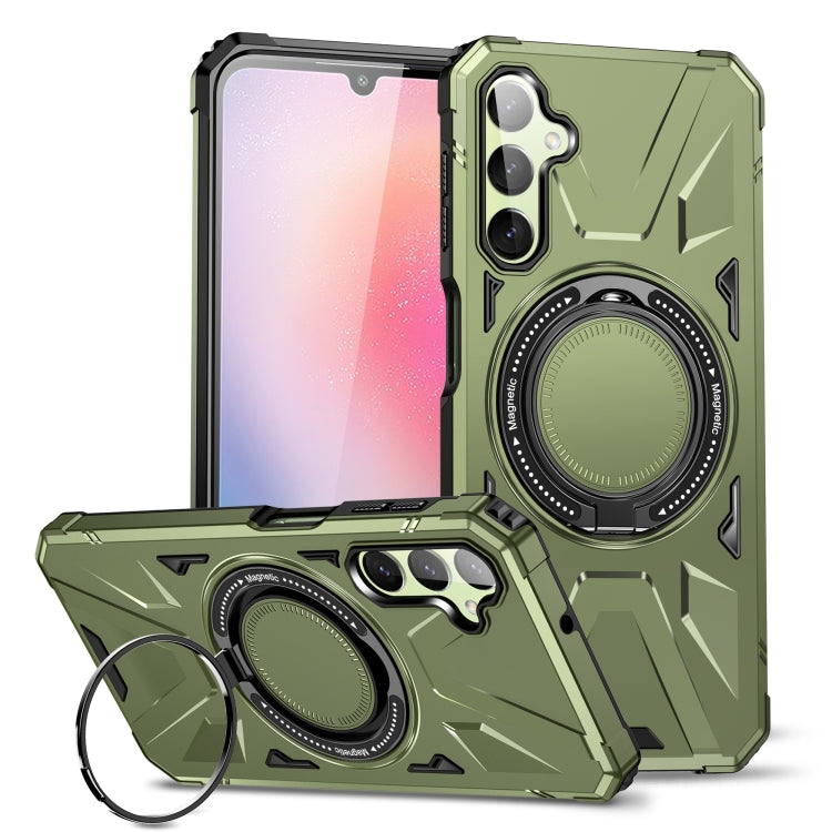 For Samsung Galaxy A54 5G MagSafe Magnetic Shockproof Phone Case with Ring Holder(Dark Green) by buy2fix