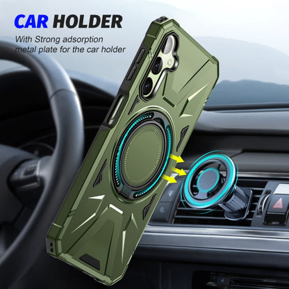 For Samsung Galaxy A54 5G MagSafe Magnetic Shockproof Phone Case with Ring Holder(Dark Green) by buy2fix