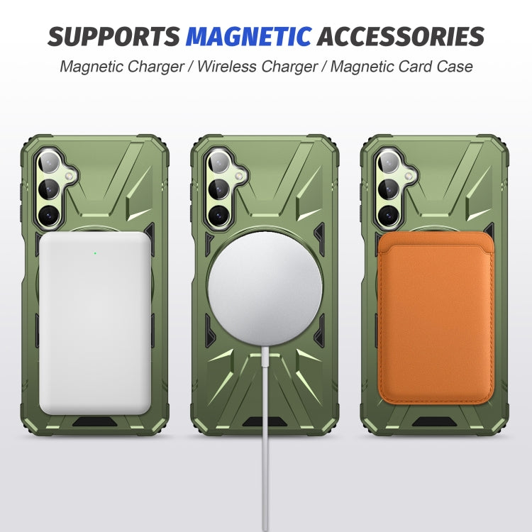 For Samsung Galaxy A54 5G MagSafe Magnetic Shockproof Phone Case with Ring Holder(Dark Green) by buy2fix