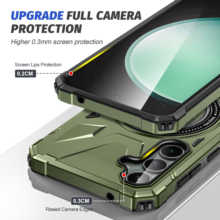 For Samsung Galaxy A15 MagSafe Magnetic Shockproof Phone Case with Ring Holder(Dark Green) by buy2fix