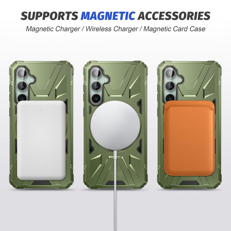 For Samsung Galaxy A15 MagSafe Magnetic Shockproof Phone Case with Ring Holder(Dark Green) by buy2fix