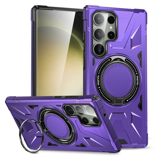 For Samsung Galaxy S24 Ultra 5G MagSafe Magnetic Shockproof Phone Case with Ring Holder(Purple)