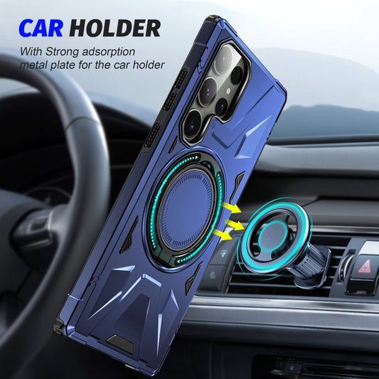 For Samsung Galaxy S24+ 5G MagSafe Magnetic Shockproof Phone Case with Ring Holder(Navy Blue) by buy2fix