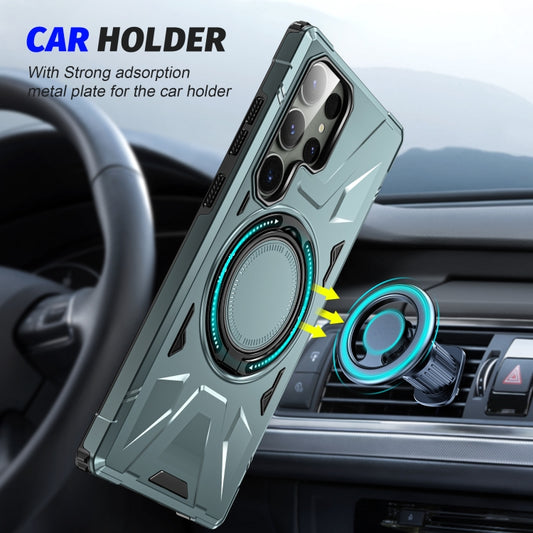 For Samsung Galaxy S24+ 5G MagSafe Magnetic Shockproof Phone Case with Ring Holder(Green) by buy2fix