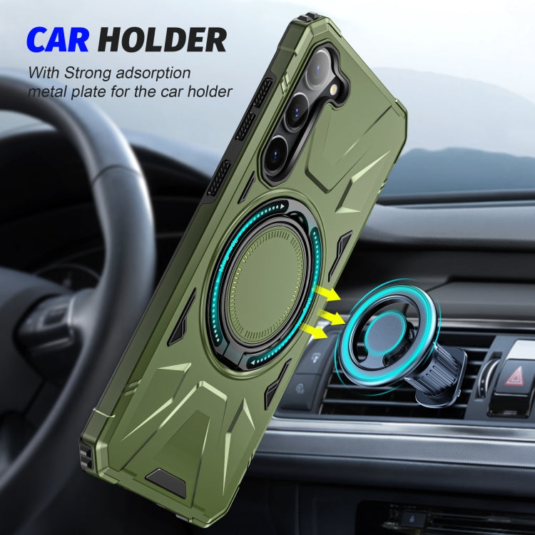 For Samsung Galaxy S24 5G MagSafe Magnetic Shockproof Phone Case with Ring Holder(Dark Green) - Galaxy S24 5G Cases by buy2fix | Online Shopping UK | buy2fix