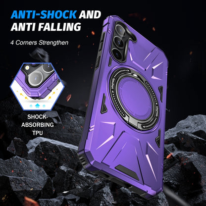 For Samsung Galaxy S24 5G MagSafe Magnetic Shockproof Phone Case with Ring Holder(Purple) by buy2fix