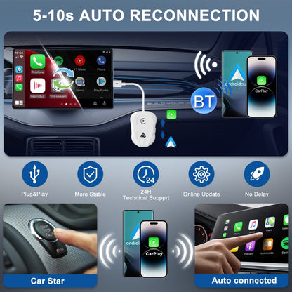 THT-020-9 USB + USB-C / Type-C Wired to Wireless Carplay / Android Auto Adapter(White) by buy2fix