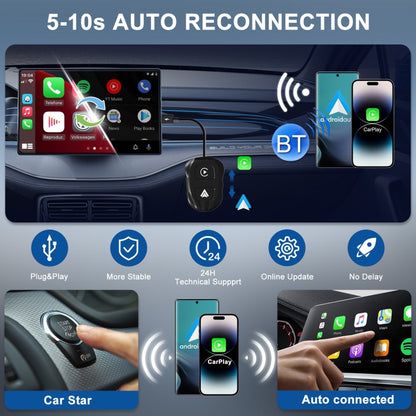 THT-020-9 USB + USB-C / Type-C Wired to Wireless Carplay / Android Auto Adapter(Black) by buy2fix