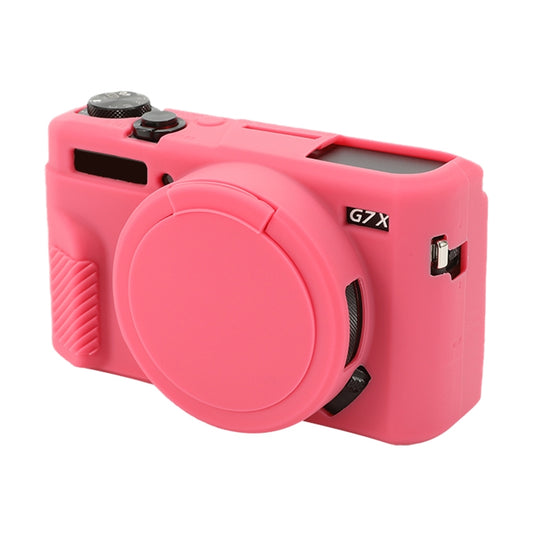 For Canon PowerShot G7 X Mark II / G7X2 Soft Silicone Protective Case with Lens Cover(Peach Red) by buy2fix