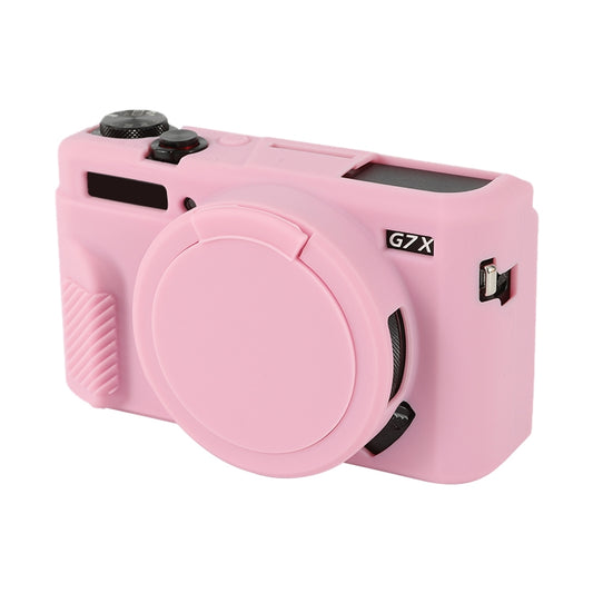 For Canon PowerShot G7 X Mark II / G7X2 Soft Silicone Protective Case with Lens Cover(Pink) by buy2fix