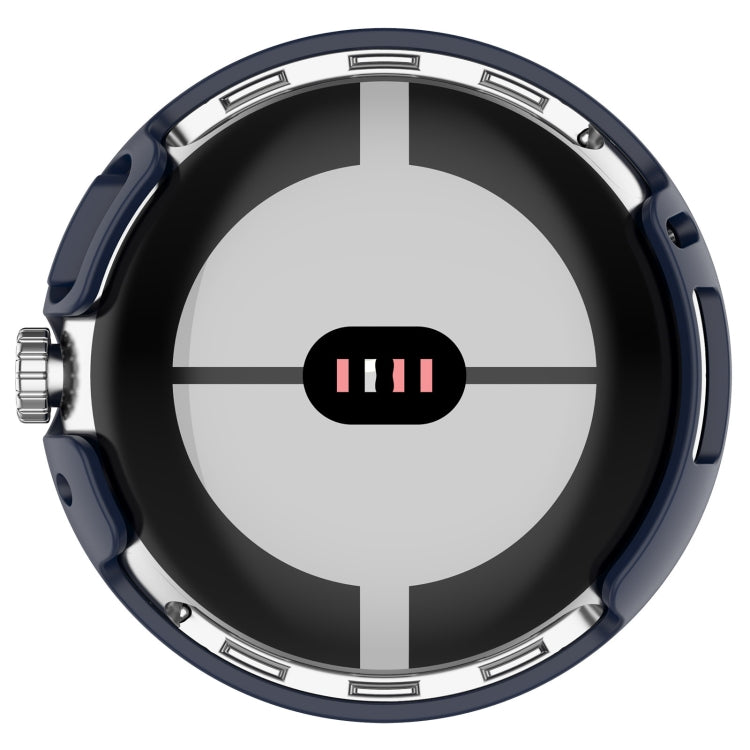 For Google Pixel Watch 2 PC + Tempered Film Integrated Watch Protective Case(Midnight Blue) by buy2fix