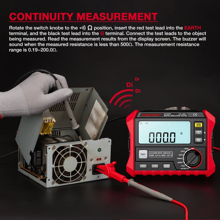 HABOTEST HT5205 Insulation Resistor Tester - Battery & Resistance Tester by HABOTEST | Online Shopping UK | buy2fix