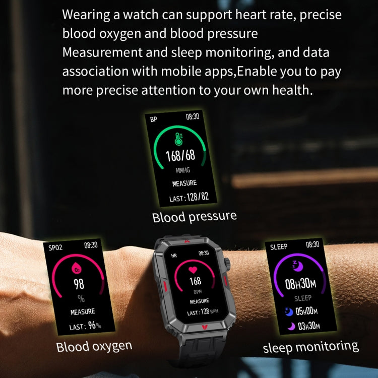 CF26 1.57inch BT5.2 Smart Bracelet Support Sleep Detection, Style:Silicone Strap(Camo Silver) by buy2fix