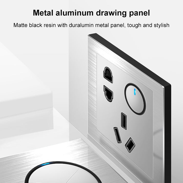 86mm Gray Aluminum Wire Drawing LED Switch Panel, Style:Triple Open Dual Control by buy2fix