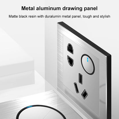 86mm Gray Aluminum Wire Drawing LED Switch Panel, Style:Triple Open Dual Control by buy2fix