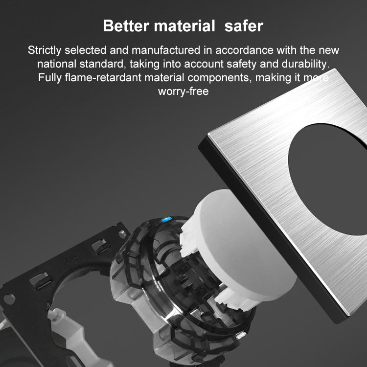 86mm Gray Aluminum Wire Drawing LED Switch Panel, Style:Triple Open Dual Control by buy2fix