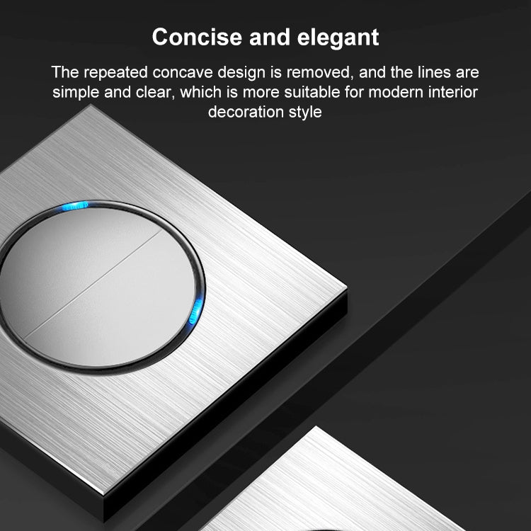 86mm Gray Aluminum Wire Drawing LED Switch Panel, Style:Triple Open Dual Control by buy2fix