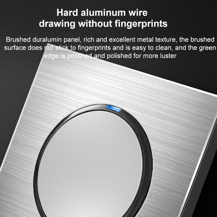 86mm Gray Aluminum Wire Drawing LED Switch Panel, Style:Triple Open Dual Control by buy2fix