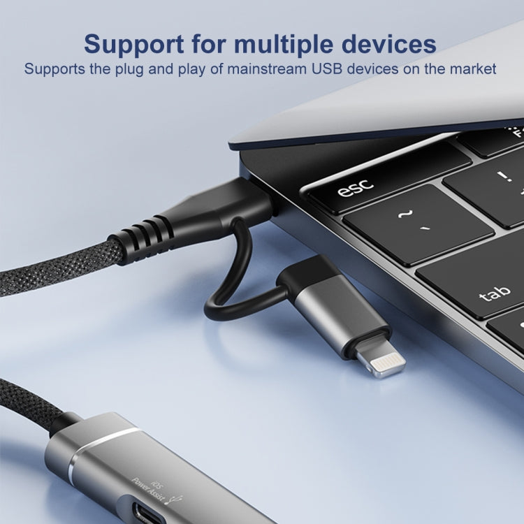 5 in 1 USB-C / Type-C+8 Pin to USB-C / Type-C + USB + SD & TF Card Reader by buy2fix