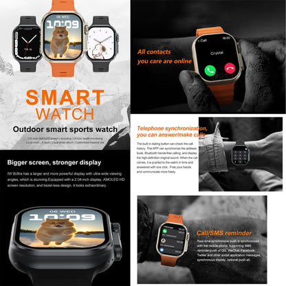iW9 Ultra 2.04 inch Screen Smart Call Watch, BT Call / Heart Rate / Blood Pressure / Blood Oxygen(Grey Gold) by buy2fix