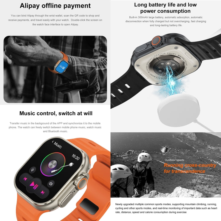 iW9 Ultra 2.04 inch Screen Smart Call Watch, BT Call / Heart Rate / Blood Pressure / Blood Oxygen(Grey Gold) by buy2fix