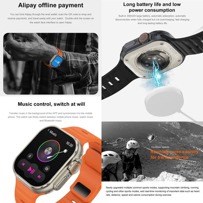 iW9 Ultra 2.04 inch Screen Smart Call Watch, BT Call / Heart Rate / Blood Pressure / Blood Oxygen(Grey Gold) by buy2fix