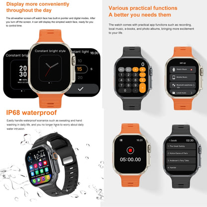 iW9 Ultra 2.04 inch Screen Smart Call Watch, BT Call / Heart Rate / Blood Pressure / Blood Oxygen(Grey Gold) by buy2fix
