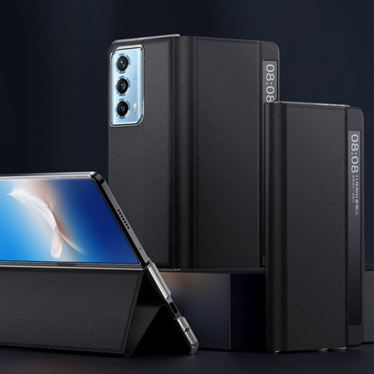 For Honor Magic Vs2 Attraction Flip Holder Side Window Smart Leather Phone Case(Black) by buy2fix