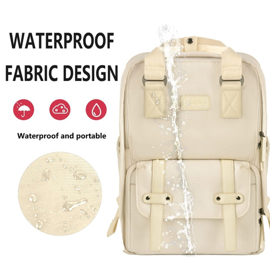 Cwatcun D78 Camera Laptop Backpack Bag With Detachable Insert Camera Case(Creamy White) by Cwatcun