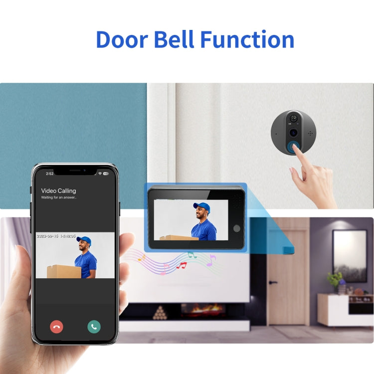 ESCAM C86 1080P 4.3 inch Smart WiFi Digital Door Viewer Supports Wide-Angle PIR & Night Vision & Dingdong Photo(White) - Video DoorBell by ESCAM | Online Shopping UK | buy2fix