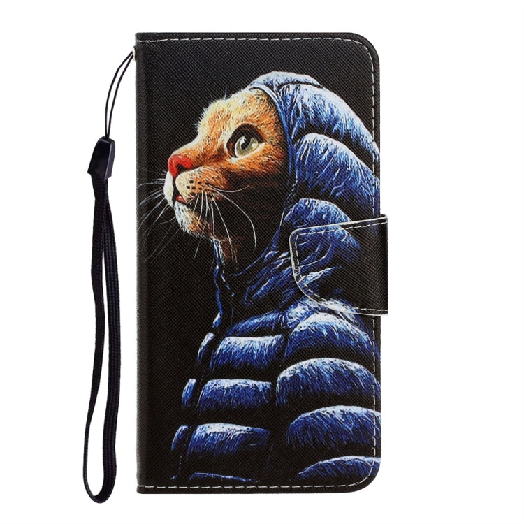 For Xiaomi Redmi 9A 3D Colored Drawing Horizontal Flip PU Leather Case with Holder & Card Slots & Wallet(Down Jacket Cat) - Xiaomi Cases by buy2fix | Online Shopping UK | buy2fix
