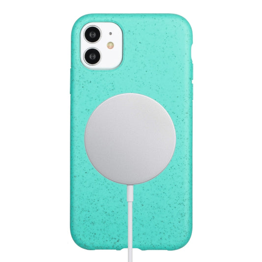 For iPhone 12 Wheat MagSafe Magnetic Straw Material + TPU Phone Case(Green) - iPhone 12 / 12 Pro Cases by buy2fix | Online Shopping UK | buy2fix