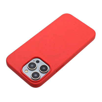 For iPhone 12 Pro Max Wheat MagSafe Magnetic Straw Material + TPU Phone Case(Red) by buy2fix